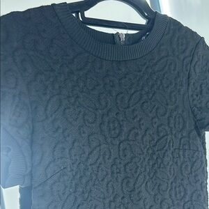 ZARA small Black Jacquard Short Sleeve Dress